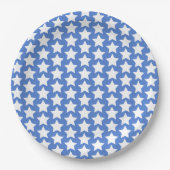 Blauw met een wit stars patroon papieren bordje (Voorkant)