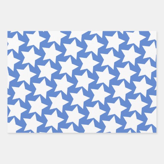 Blauw met flauw, wit sterpatroon inpakpapier vel (Voorkant 2)