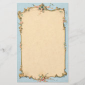  blauw met Floral Border Briefpapier (Voorkant)