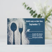 Blauw met Flour Silverware Occasion RSVP-kaart RSVP Kaartje (Staand voorkant)