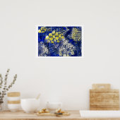 Blauw met geel en wit Stip - op Canvas Poster (Keuken)