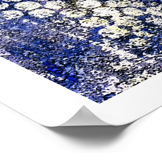 Blauw met geel en wit Stip - op Canvas Poster (Hoek)
