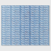 Blauw met gekleurde confetti White Happy Birthday Cadeaupapier (Vlak)