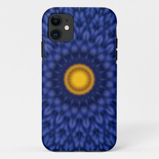 Blauw met gele kaleidoscoop Case-Mate iPhone case (Achterkant)