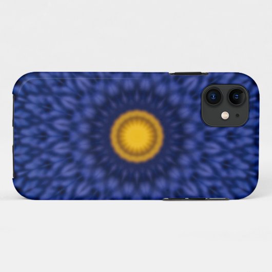 Blauw met gele kaleidoscoop Case-Mate iPhone case (Achterkant (horizontaal))