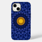 Blauw met gele kaleidoscoop Case-Mate iPhone case (Achterkant)