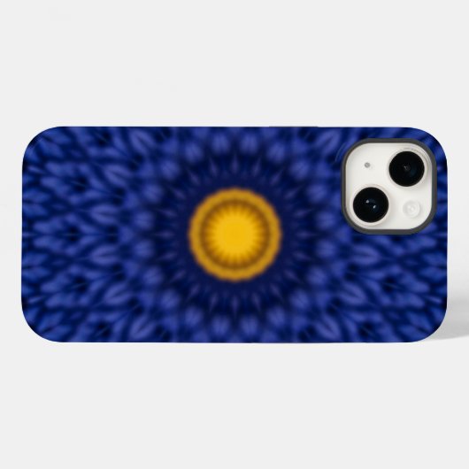 Blauw met gele kaleidoscoop Case-Mate iPhone case (Achterkant (horizontaal))