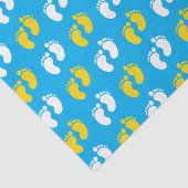 BLAUW MET GELE & WITTE BABY VOETEN TISSUEPAPIER (Detail)