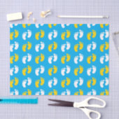 BLAUW MET GELE & WITTE BABY VOETEN TISSUEPAPIER (Craft)