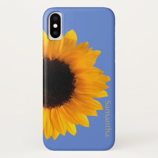 Blauw met Gele Zonnebloem X Hoesje (Achterkant)