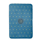 Blauw met Gold Accent Houndstooth Bath Mat (Voorkant Verticaal)