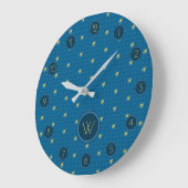 Blauw met Gold Accent Houndstooth Clock Grote Klok (Hoek)