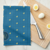 Blauw met Gold Accent Houndstooth Kitchen Towel Theedoek (Quarter Fold)