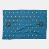 Blauw met Gold Accent Houndstooth Kitchen Towel Theedoek (Horizontaal)