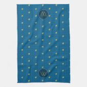 Blauw met Gold Accent Houndstooth Kitchen Towel Theedoek (Verticaal)