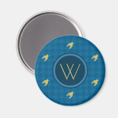 Blauw met Gold Accent Houndstooth Magnet (Voorkant / Achterkant)