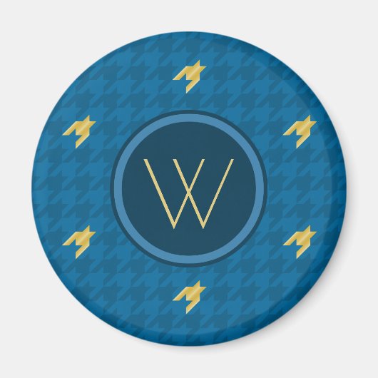Blauw met Gold Accent Houndstooth Magnet (Voorkant)