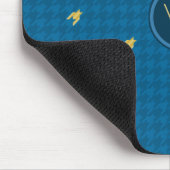 Blauw met Gold Accent Houndstooth Mousepad Muismat (Hoek)
