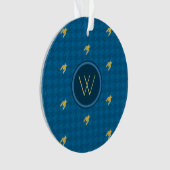 Blauw met Gold Accent Houndstooth-Ornament Ornament (voorkant)