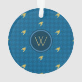Blauw met Gold Accent Houndstooth-Ornament Ornament (achterkant)