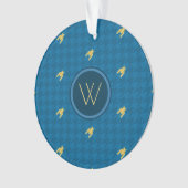 Blauw met Gold Accent Houndstooth-Ornament Ornament (voorkant)