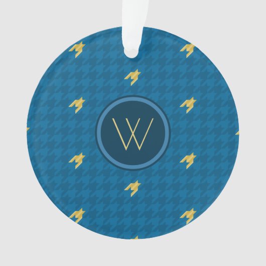 Blauw met Gold Accent Houndstooth-Ornament Ornament (voorkant)