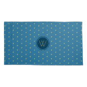 Blauw met Gold Accent Houndstooth Pillow-Hoesje Kussensloop (Achterkant)