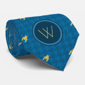 Blauw met Gold Accent Mannen Stropdas (Opgerold)
