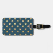 BLAUW MET  GOLD SHAMROCKS BAGAGELABEL (Voorkant horizontaal)