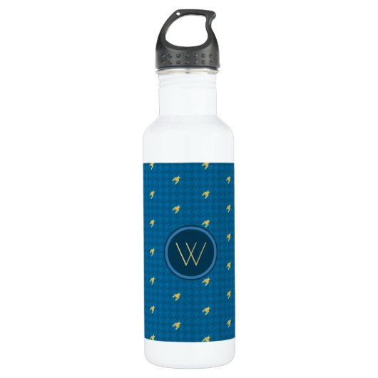 Blauw met goudbijtende heupwaterfles waterfles (Voorkant)