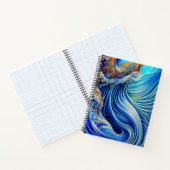 Blauw met gouden Abstracte Ocean Waves Artwork Notitieboek (Binnen)