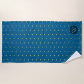 Blauw met gouden accent Houndstooth Beach handdoek (Voorkant)