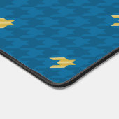 Blauw met gouden accent Houndstooth Bureaumat (Hoek)