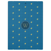 Blauw met gouden accent Houndstooth klembord (Achterkant)