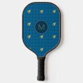 Blauw met gouden accent Houndstooth Pickleball Paddle (Achterkant)