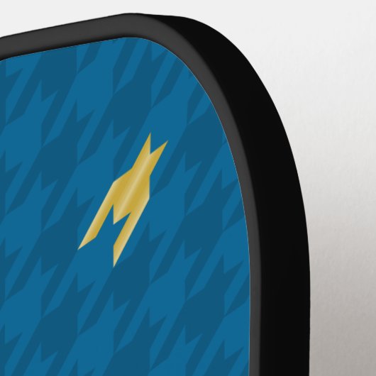 Blauw met gouden accent Houndstooth Pickleball Paddle (Links Detail)