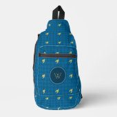 Blauw met gouden accent Houndstooth Sling Bag (Voorkant)