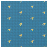 Blauw met gouden accent Houndstooth stof (Close Up)
