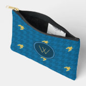 Blauw met gouden accenten houndstooth etui (Open)
