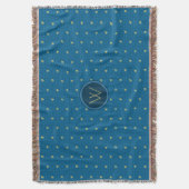 Blauw met gouden bijpassende schroefdop deken (Voorkant Verticaal)