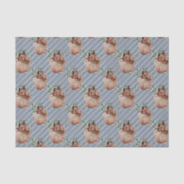 Blauw met Gouden Diagonale Strepen met Mand Tissuepapier