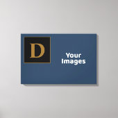 Blauw met gouden Initiaal fotobeeldscherm Canvas Afdruk (Voorkant)