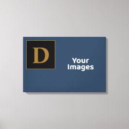 Blauw met gouden Initiaal fotobeeldscherm Canvas Afdruk