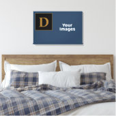 Blauw met gouden Initiaal fotobeeldscherm Canvas Afdruk (Insitu (Slaapkamer))