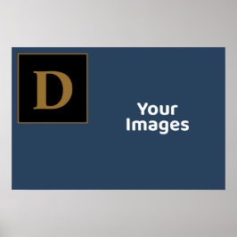 Blauw met gouden Initiaal Poster voor foto's