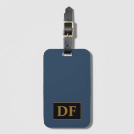 Blauw met gouden Initialen Bagagelabel