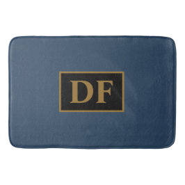 Blauw met gouden Initialen Bath Mat