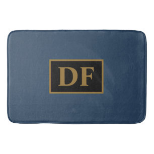 Blauw met gouden Initialen Bath Mat