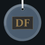 Blauw met gouden Initialen glas Ornament<br><div class="desc">Blauw met gouden Initialen</div>