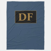 Blauw met gouden Initialen ventilator Fleece Deken (Voorkant)